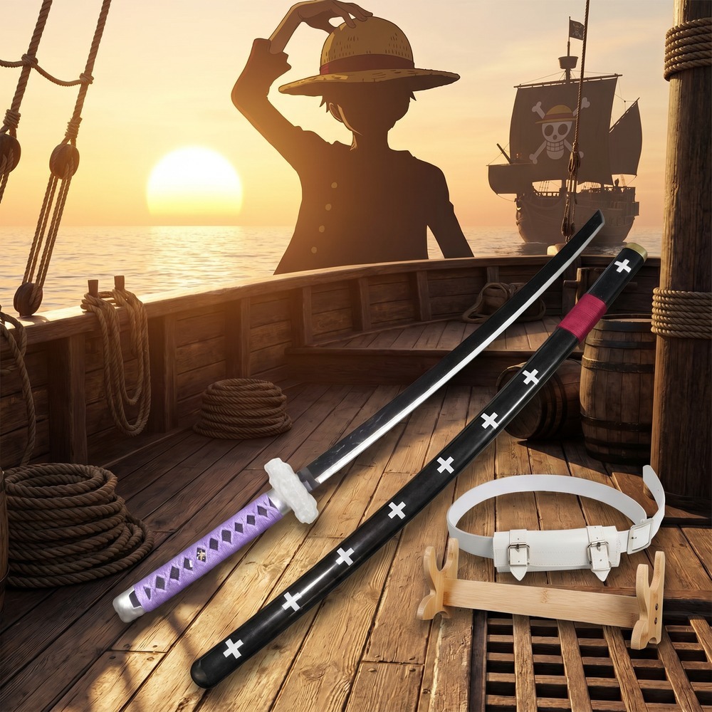 Cosplay Prop Display - One Piece 39Inch Black Purple Katana