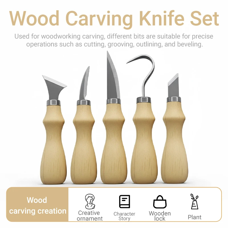 5Pcs Wood Carving Tools Set,Cu - مراجعة Craft Knife Set وسعره