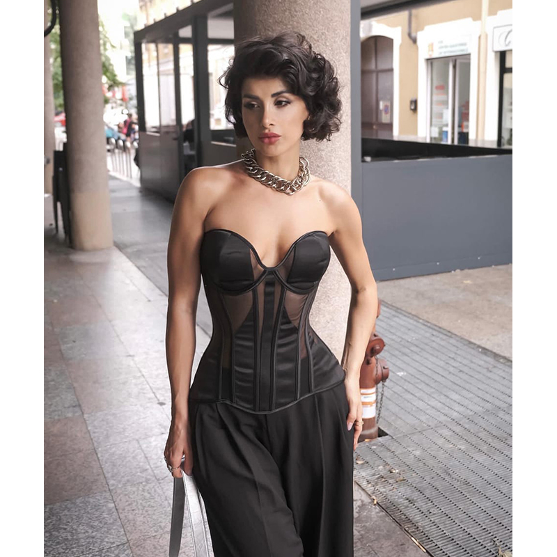 Steel Bone Women Sexy Mesh Bra - مراجعة Boning Corset Steel وسعره