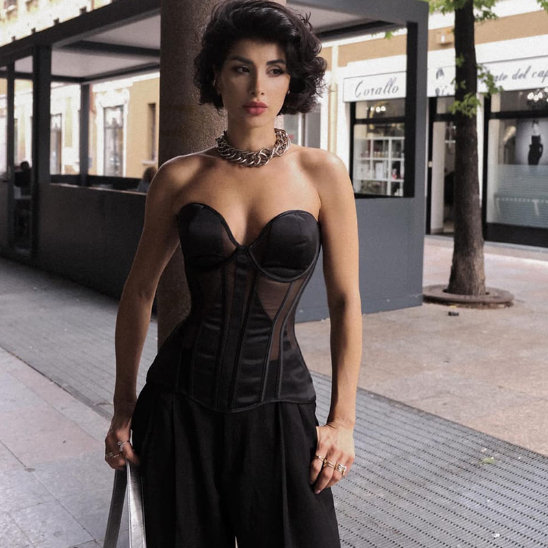 Steel Bone Women Sexy Mesh Bra - مراجعة Boning Corset Steel وسعره