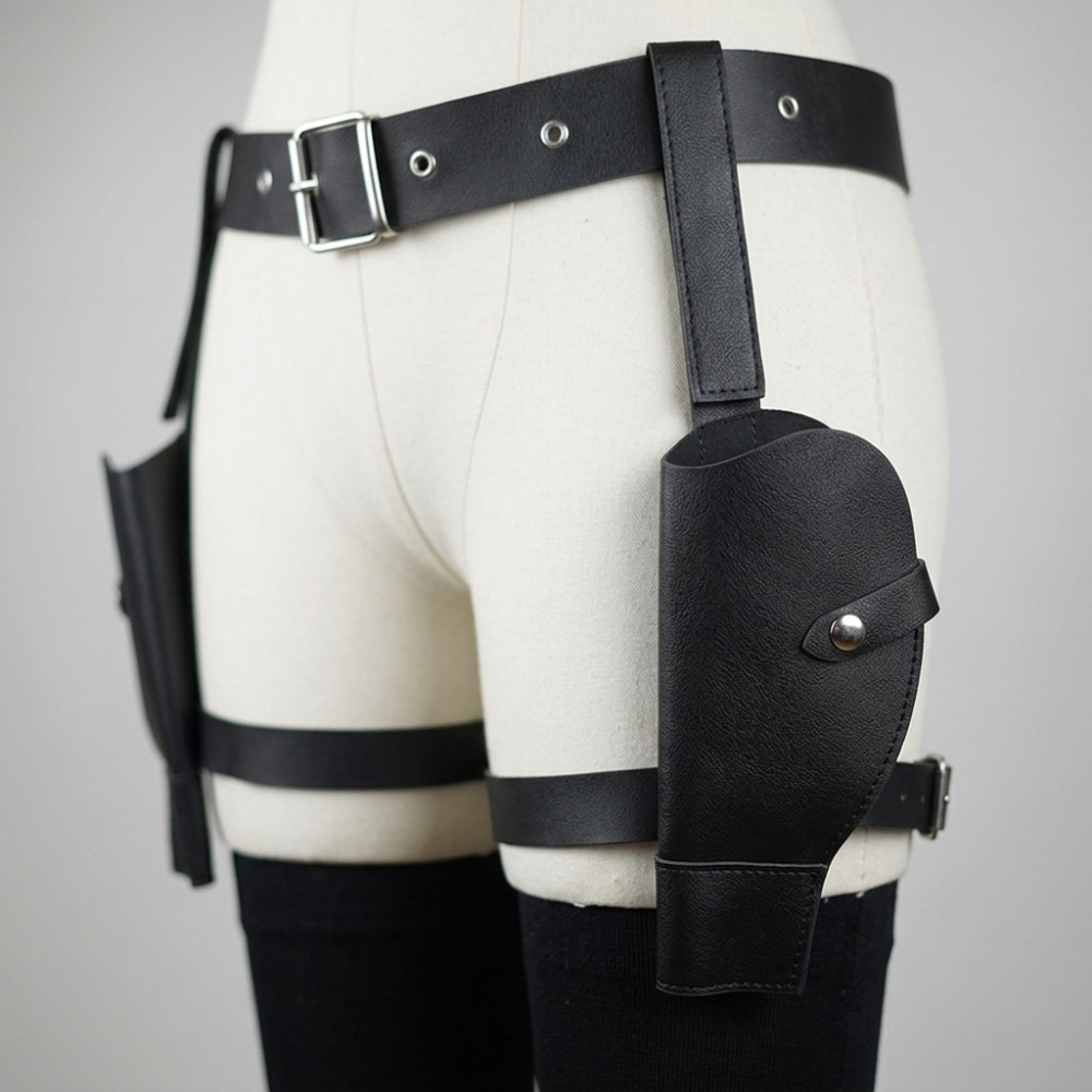 Dual Thigh Gun Holster Belt PU - مراجعة Cosplay Prop Pistol وسعره