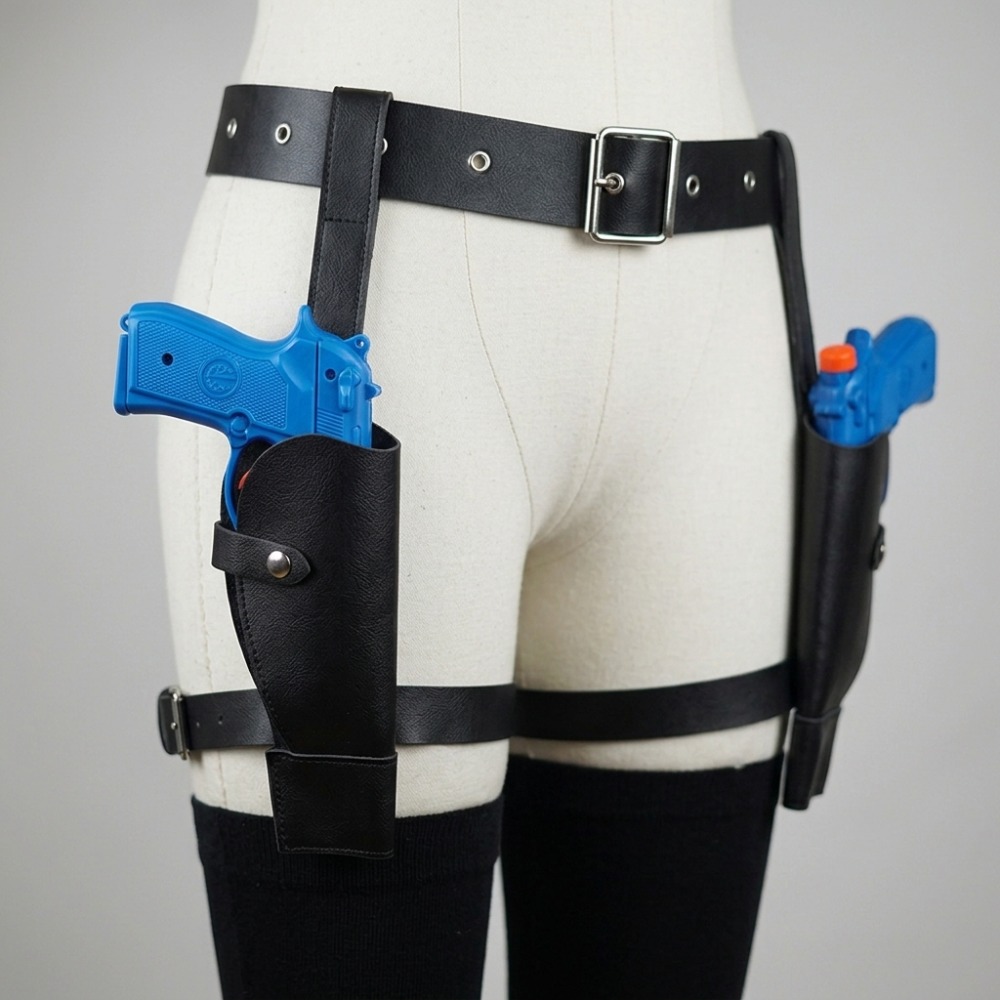 Dual Thigh Gun Holster Belt PU - مراجعة Cosplay Prop Pistol وسعره