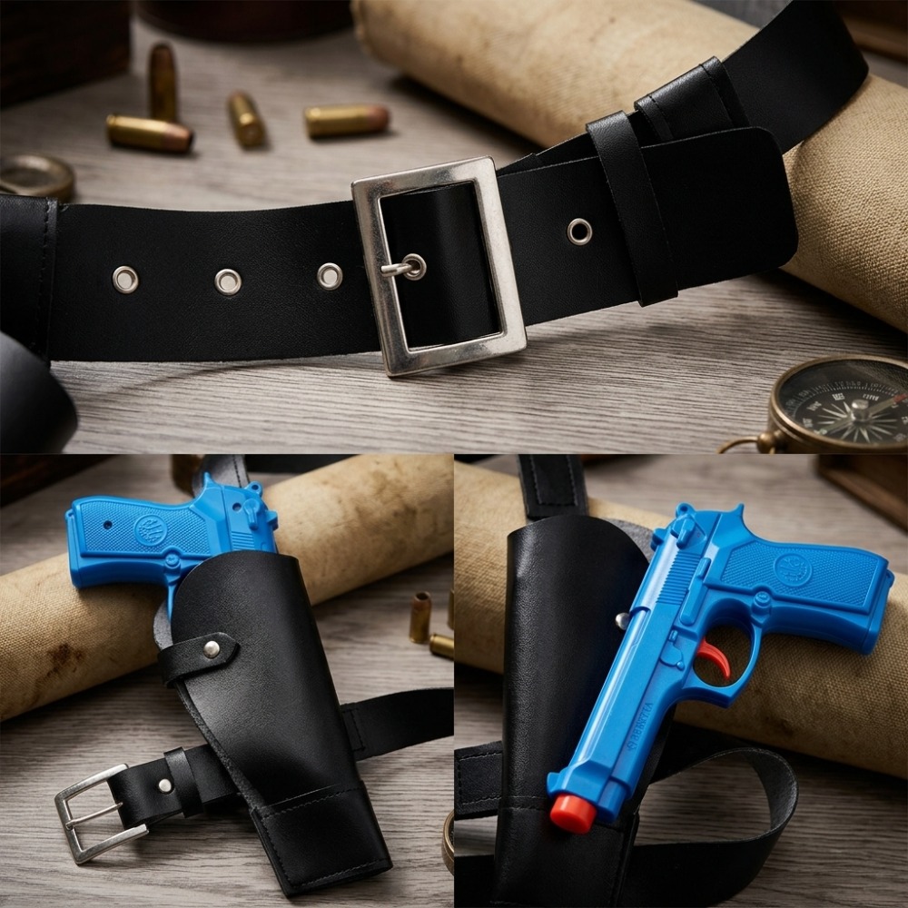 Dual Thigh Gun Holster Belt PU - مراجعة Cosplay Prop Pistol وسعره