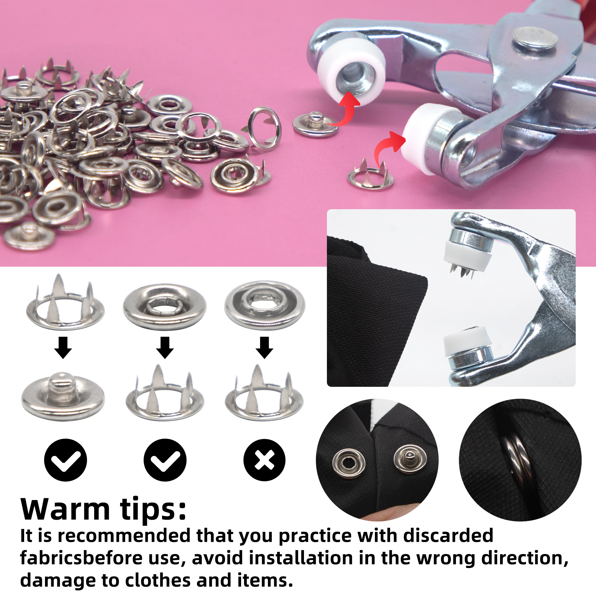 50 Sets Snap Fasteners Kit Too - مراجعة Snap Fastener Set وسعره