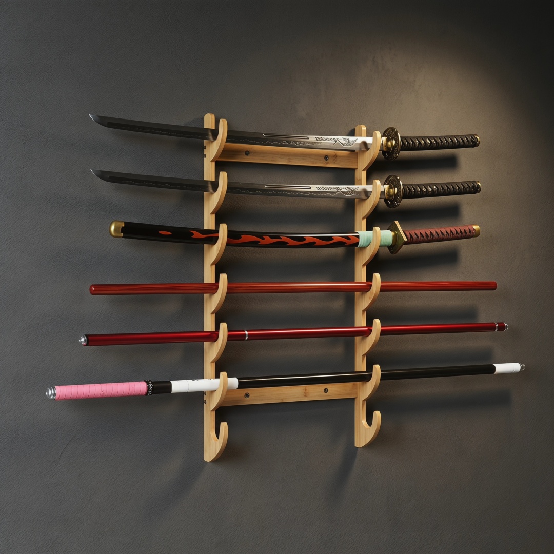 1-8Layer Wood Sword Stand Kata - مراجعة Cosplay Prop Display وسعره
