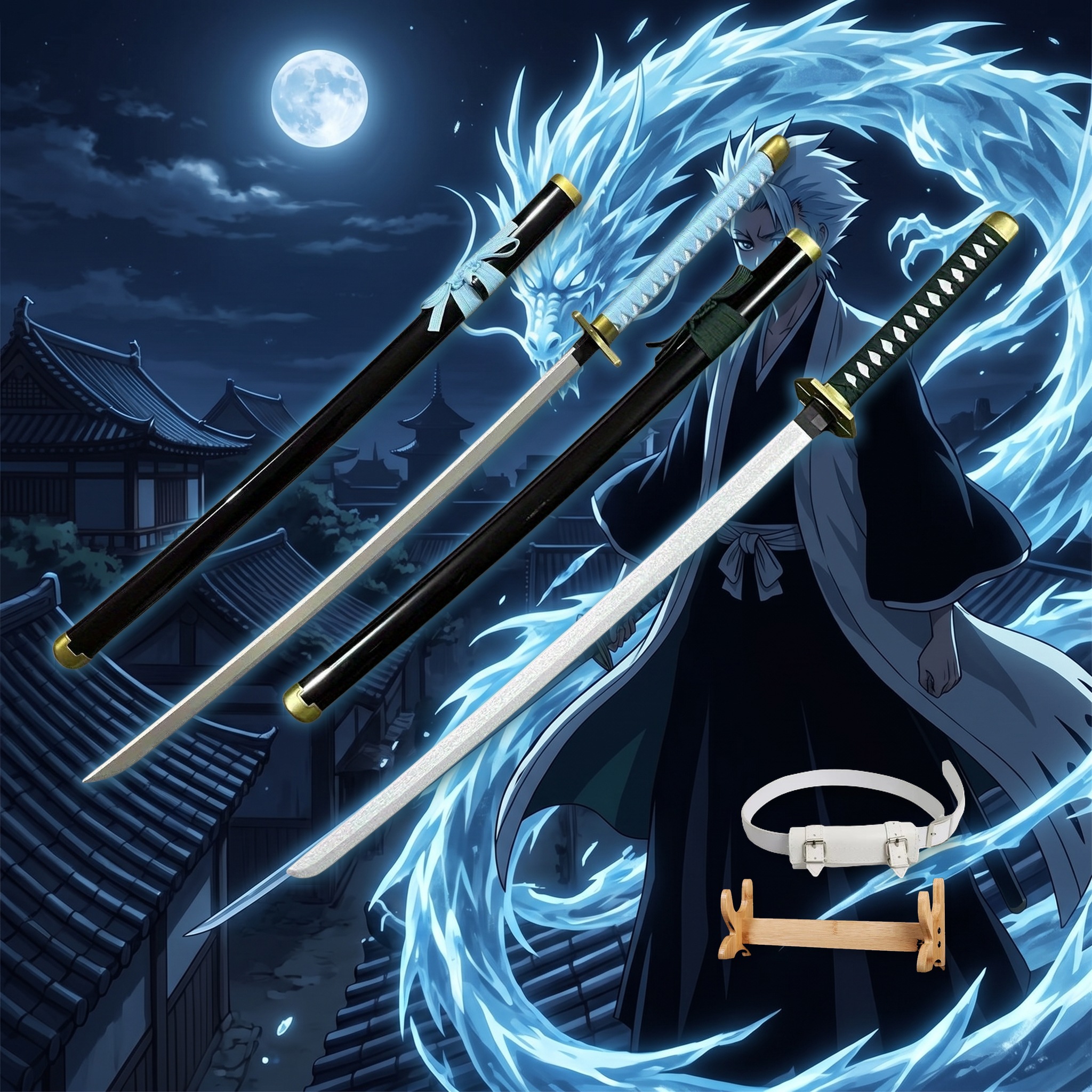 40 Inch Bleach Hyorinmaru Kata - مراجعة Cosplay Prop Display وسعره