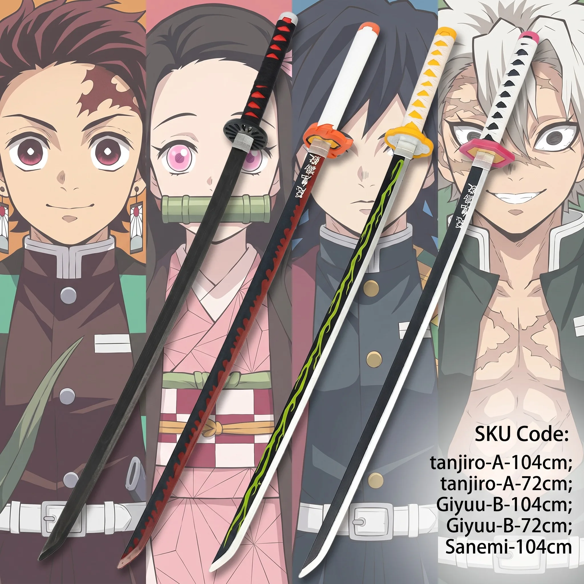 72 104cm Demon Slayer Katana T - مراجعة Cosplay Prop Display وسعره