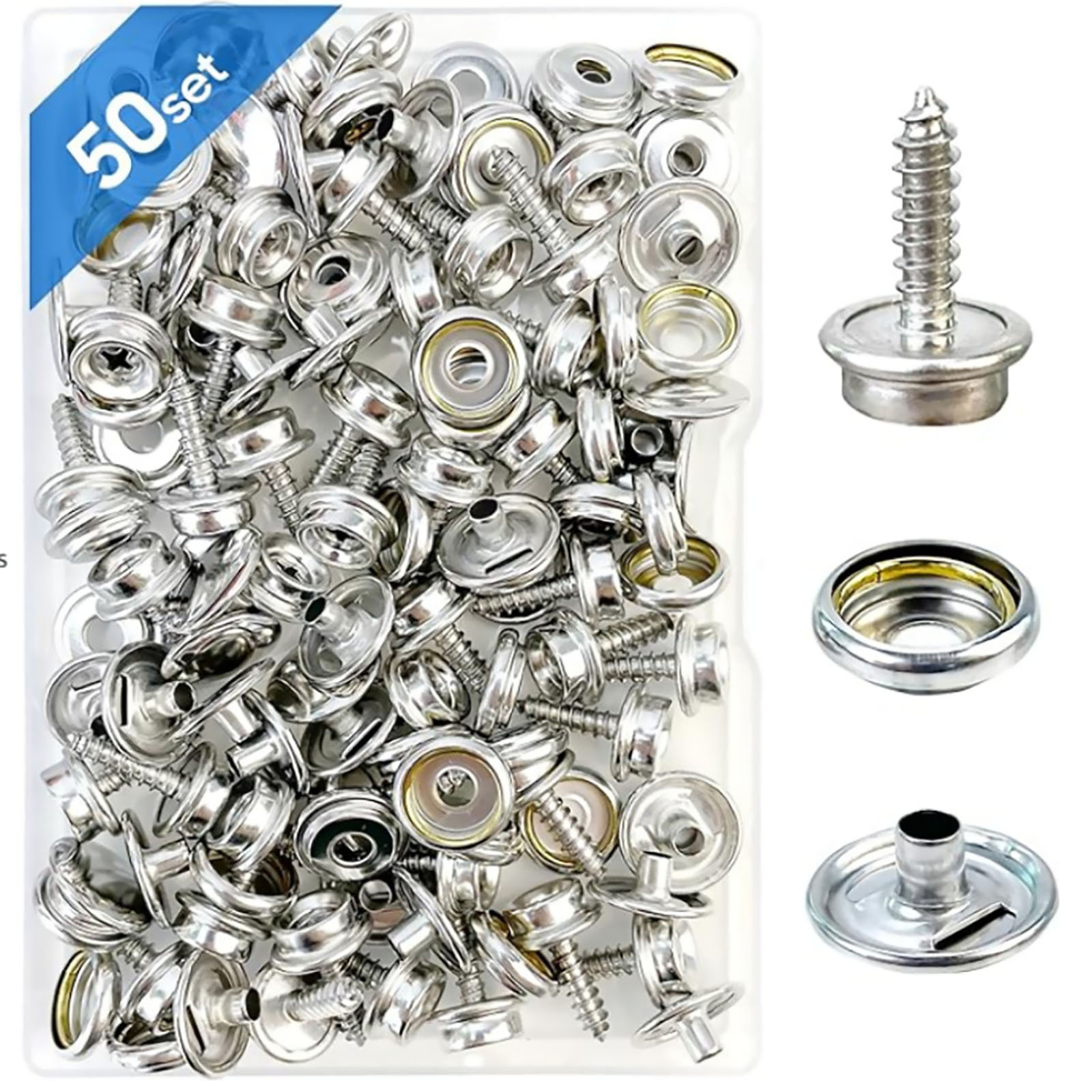 50 Set Stainless Steel Boat Ma - مراجعة Snap Fastener Set وسعره