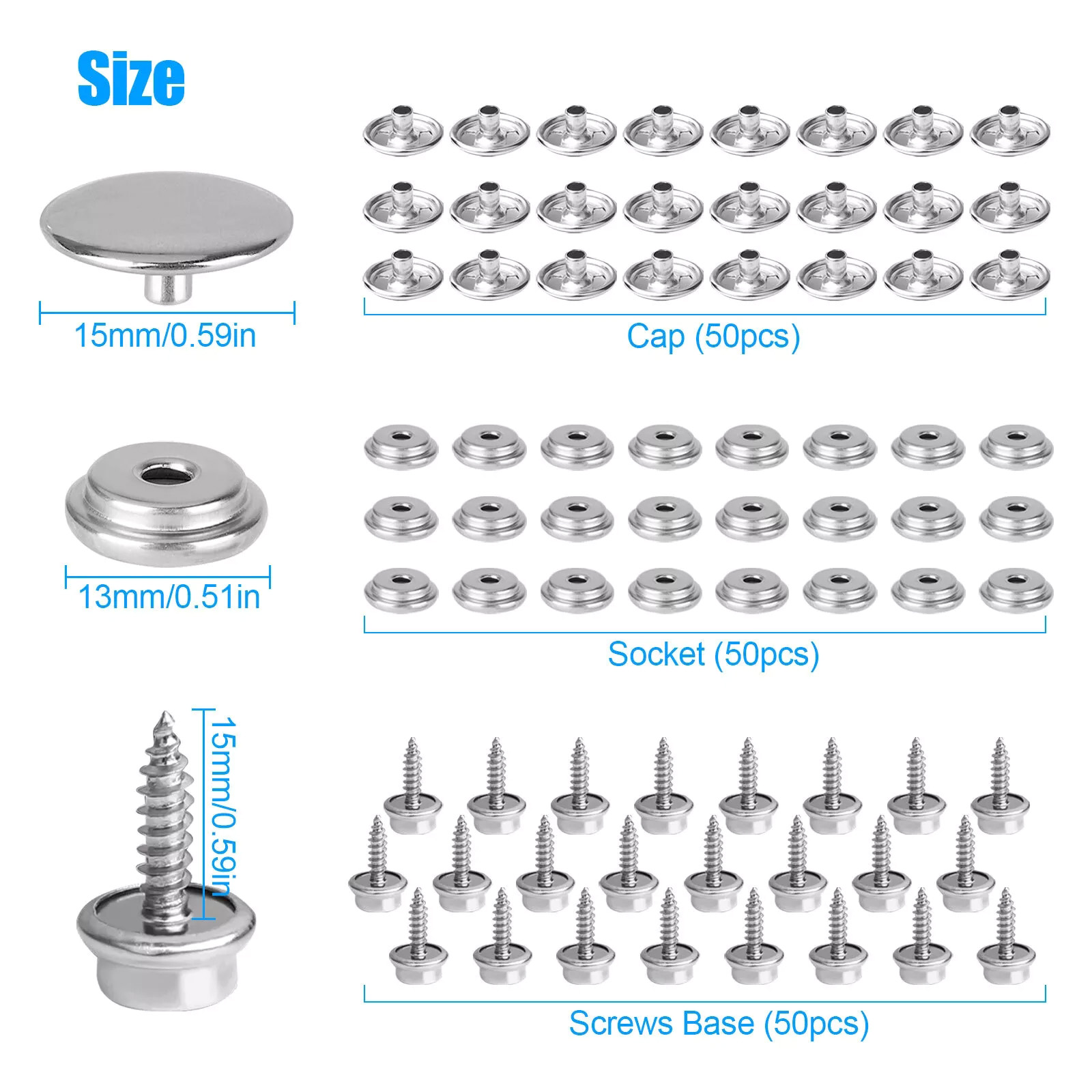 50 Set Stainless Steel Boat Ma - مراجعة Snap Fastener Set وسعره