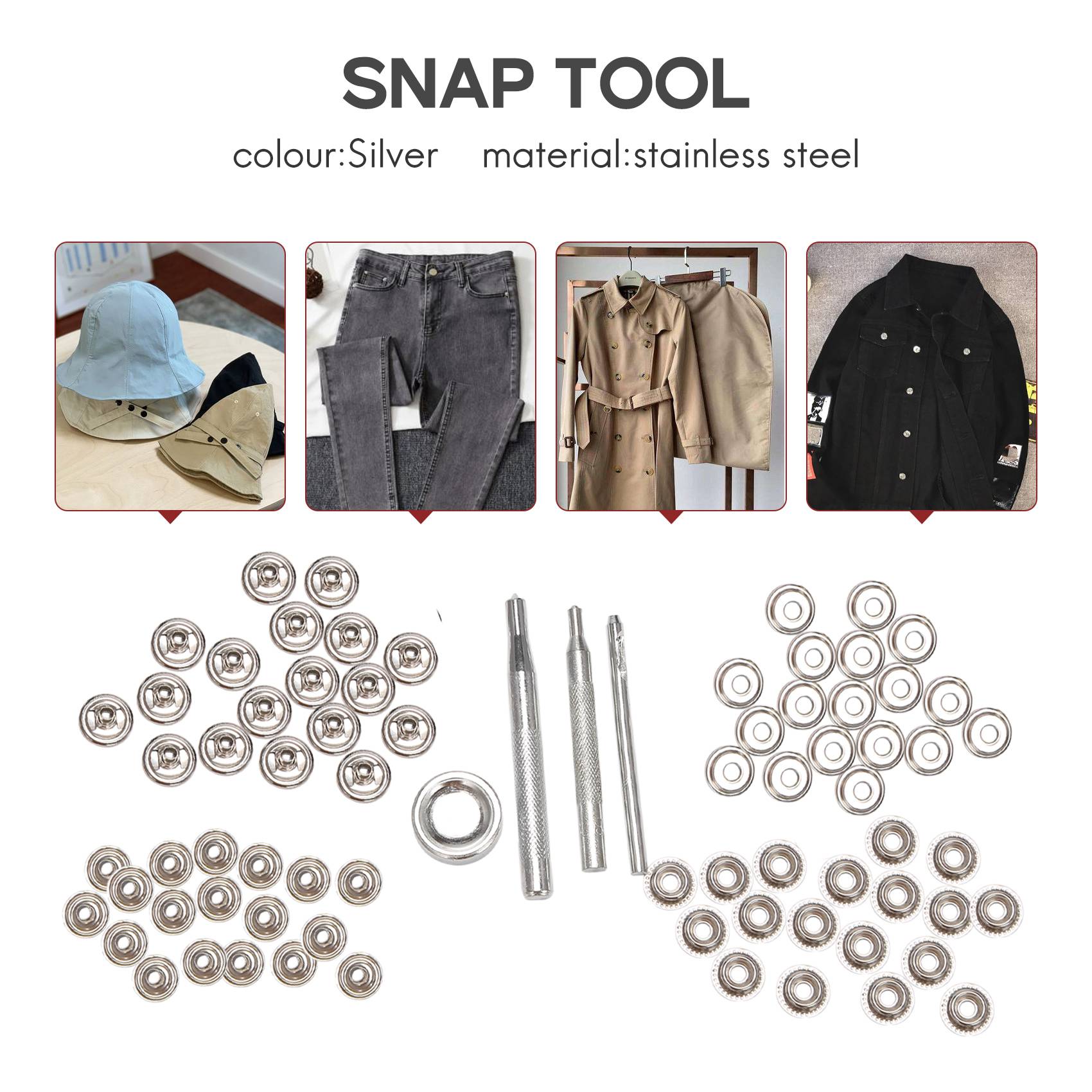 72Pcs 15MM Stainless Steel Fas - مراجعة Snap Fastener Set وسعره