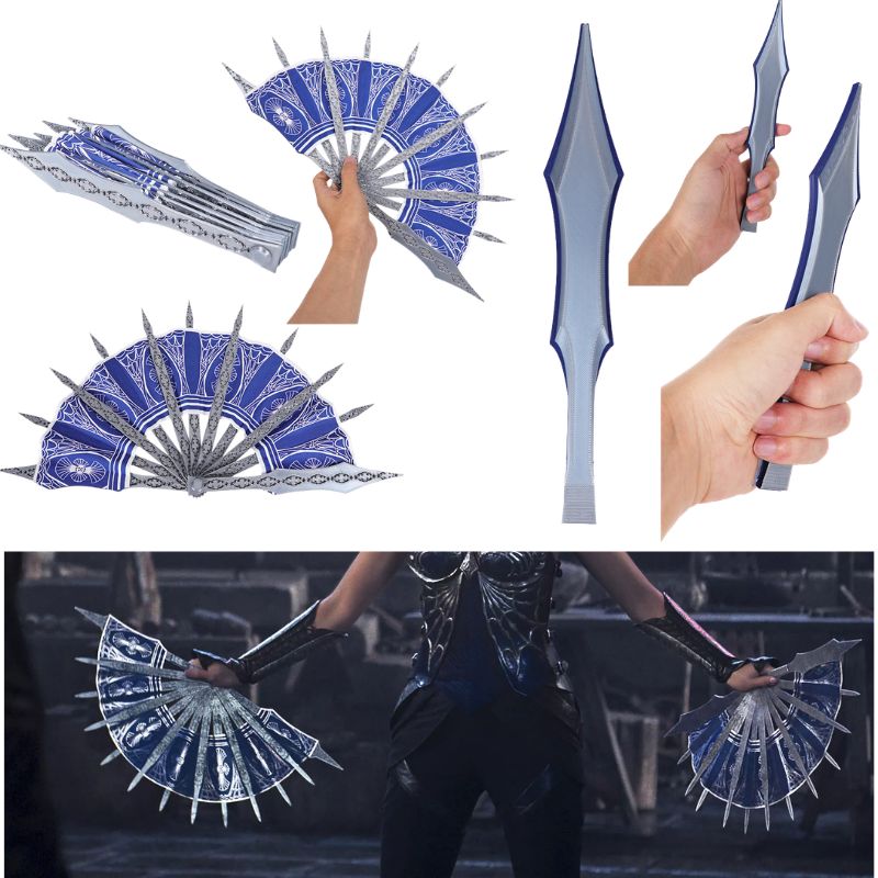 Anime Kitana Cosplay MK Blue H - مراجعة Cosplay Prop Blueprints وسعره